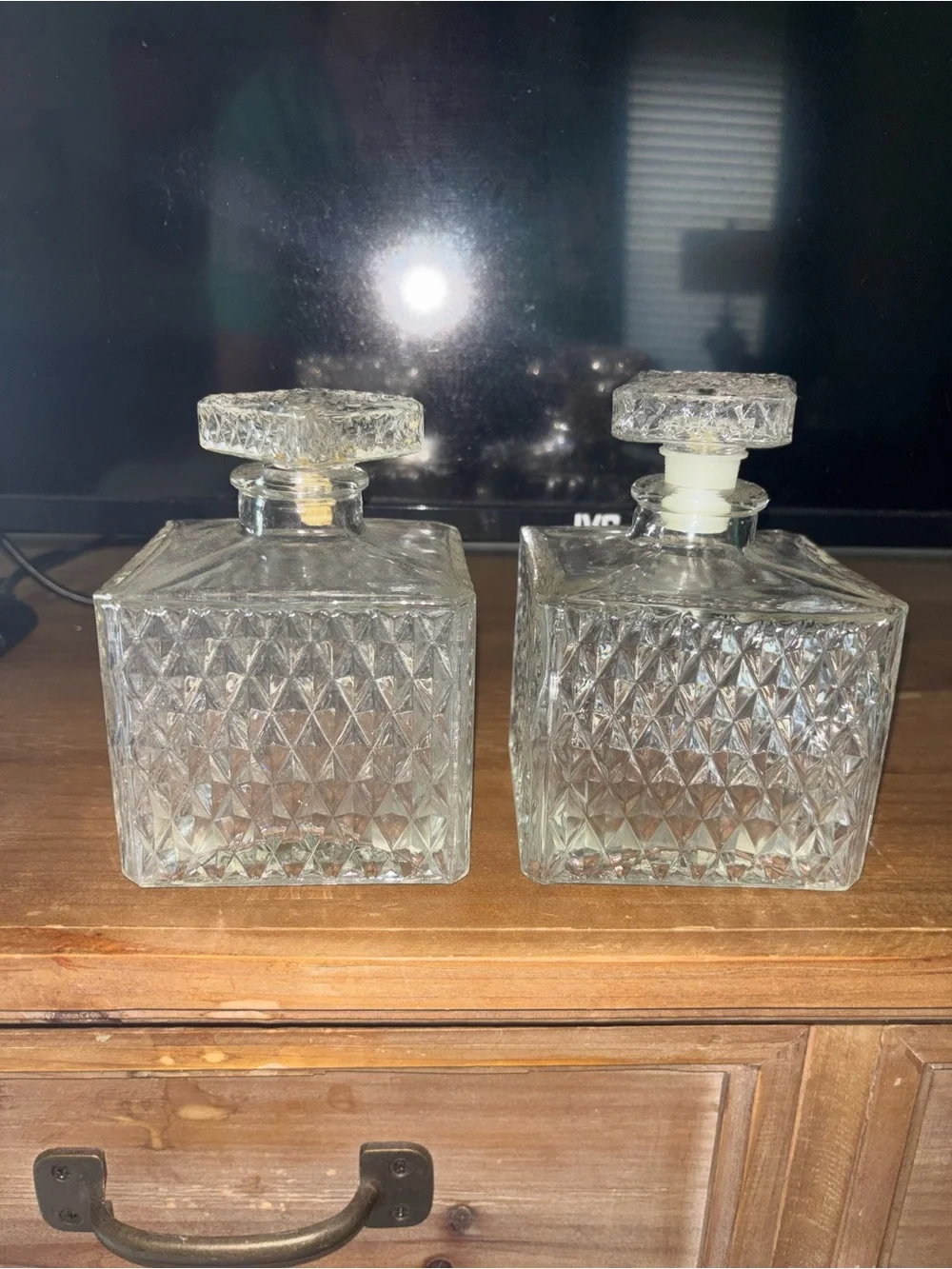 Clear Chrystal Diamond-Pattern Decanter Set - Home Accents